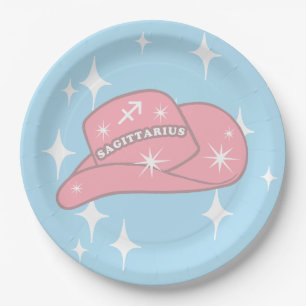 Assiettes En Carton Sagittarius moderne Zodiac Cowgirl Casquette bleu
