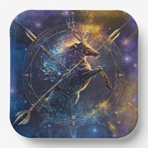 Assiettes En Carton Sagittarius signe Zodiaque Aquarelle Design