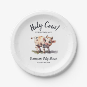 Assiettes En Carton Saint-Baby shower animal de ferme de vache Neutre