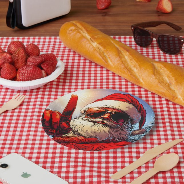 Assiettes En Carton Saint Jolly Père Noël Divine Glow (Pique-nique)