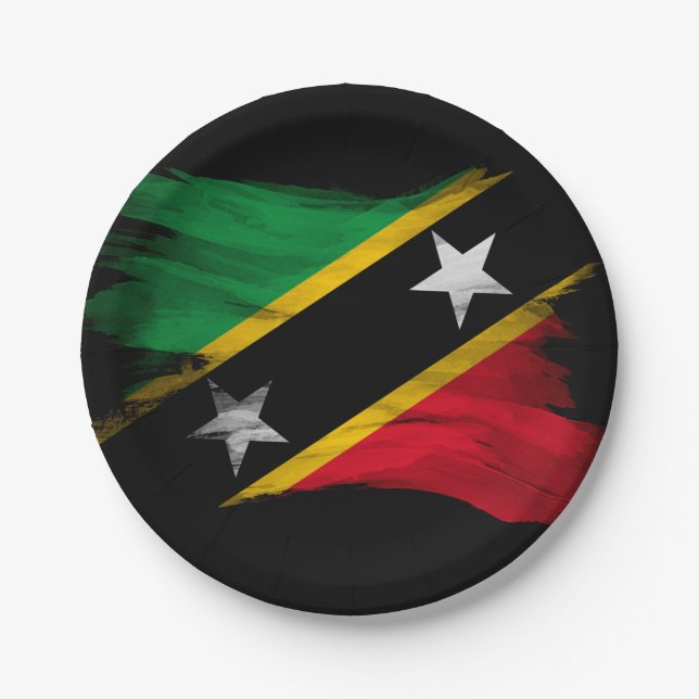 Assiettes En Carton Saint-Kitts et Nevis flag brush stroke (Devant)