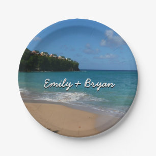 Assiettes En Carton Saint Lucia Beach Paysage tropical
