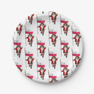 Assiettes En Carton Saint Nicolas Doux Avec Bannière De Pologne