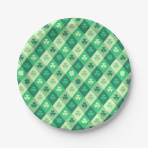 Assiettes En Carton Saint Patrick's Day Chanceux Shamrock vert Clover