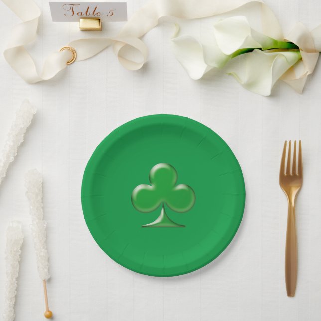 Assiettes En Carton Saint Patrick's Day Irlandais Green Clover Shamroc (Mariage)