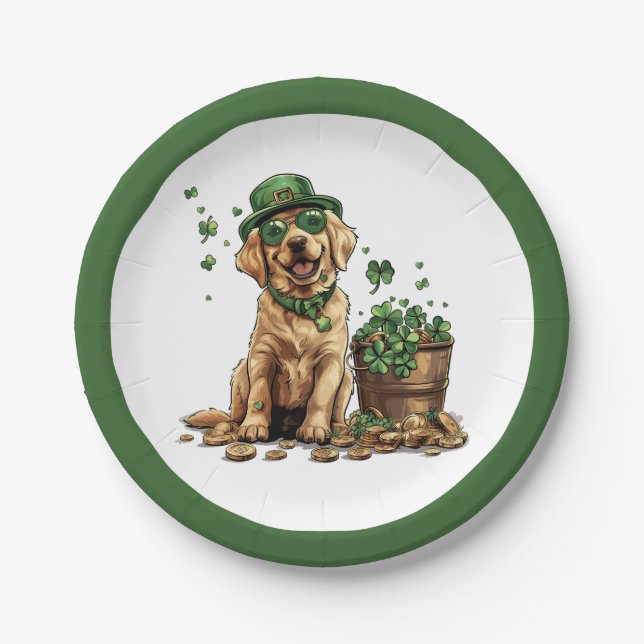 Assiettes En Carton Saint Patrick's Day Labrador Retriever Dog (Devant)