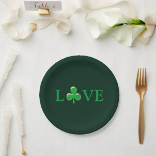 Assiettes En Carton Saint Patrick's Day Love Green Clover Shamrock