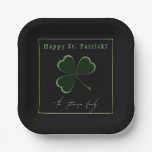 Assiettes En Carton Saint Patrick's Day, trèfle de parties scintillant