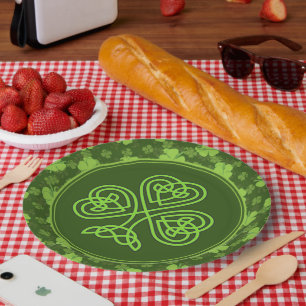 ASSIETTES EN CARTON SAINT PATRICKS QUATRE HORLOGE FEUILLE