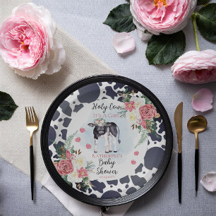 Assiettes En Carton Saint Vache, C'est un Baby shower de fille Bienven
