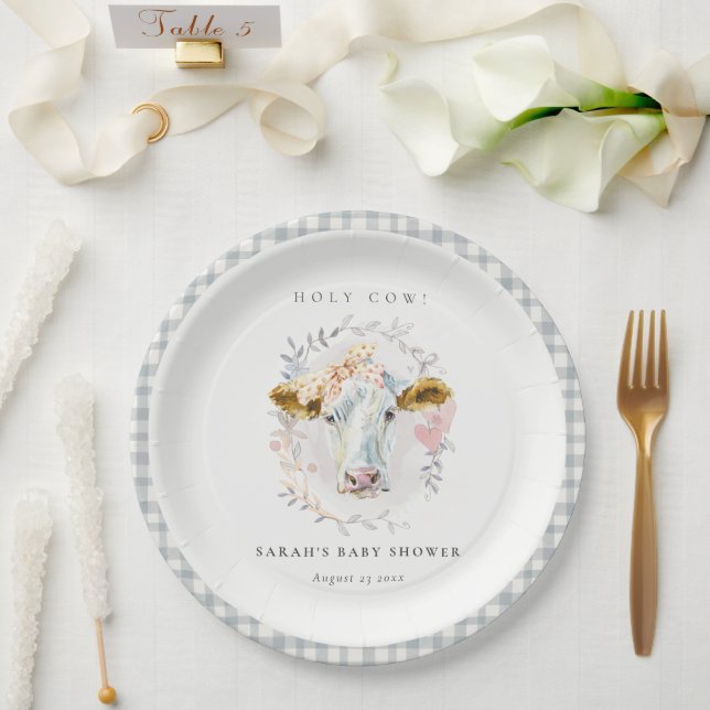 Assiettes En Carton Saint-Vache Ferme Florale Wreath Plaid Baby shower (Mariage)