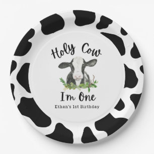 Assiettes En Carton Saint Vache Je suis une vache 1er fête d'anniversa