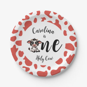 Assiettes En Carton Saint-Vache Premier Anniversaire rose