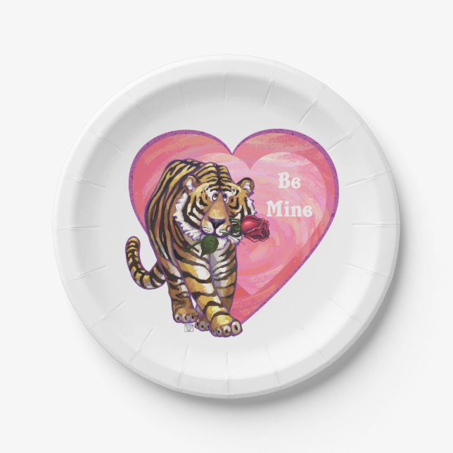 Assiettes En Carton Saint Valentin de Tigre (Devant)
