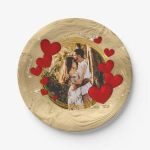 Assiettes En Carton Saint-Valentin élégants, Amour, Cœurs rouges d'ann