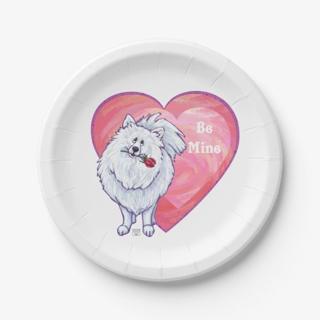 Assiettes En Carton Saint Valentin Poméranie Blanche (Devant)