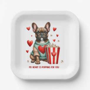 Assiettes En Carton Saint Valentines Bulldog français