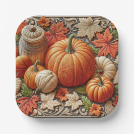 Assiettes En Carton Saison Festin Automne Citrouilles Thanksgiving