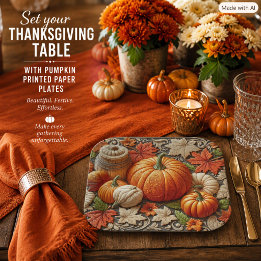 Assiettes En Carton Saison festive d'automne Citrouilles de Thanksgivi