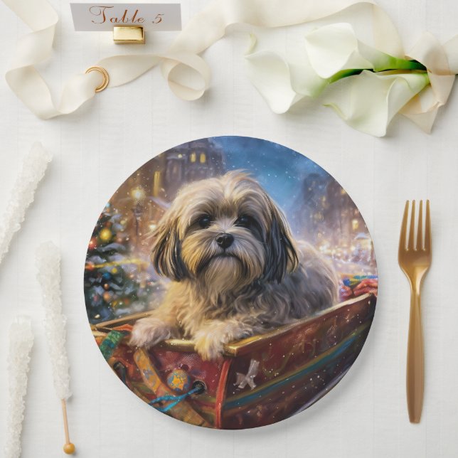 Assiettes En Carton Saison Festive de Noël de Lhasa Apso (Mariage)