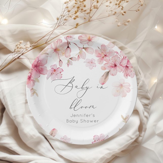 Assiettes En Carton Sakura fête prénatale de bébé cerisier en fleurs (Créateur téléchargé)
