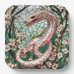 Assiettes En Carton Sakura, serpent rose mignon Imaginaire