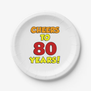Assiettes En Carton Salue À 80 Ans Colorée Plaque De Papier De Partie
