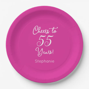 Assiettes En Carton Salutations à 55 Ans 55ème Anniversaire Rose