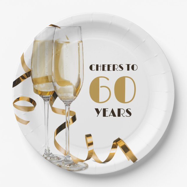 Assiettes En Carton Salutations à 60 Anniversaire (Devant)