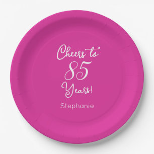 Assiettes En Carton Salutations à 85 Ans 85ème Anniversaire Rose