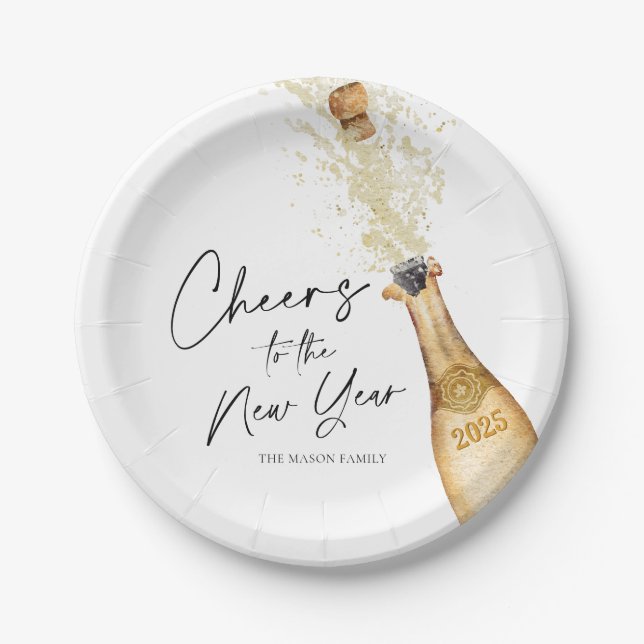 Assiettes En Carton Salutations à la fête du Nouvel An (Devant)