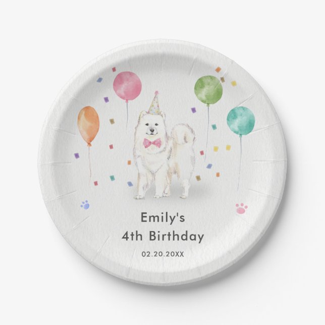 Assiettes En Carton Samoyed Chien Chien Chien Chien Chien Anniversaire (Devant)