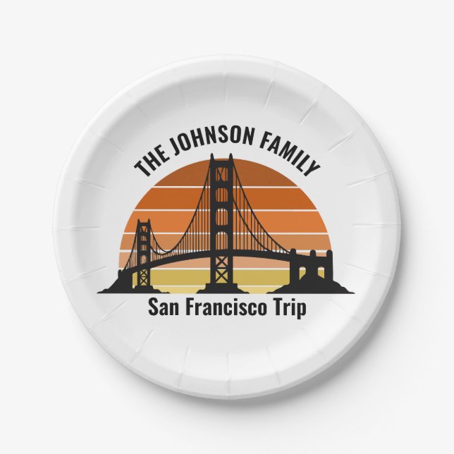 Assiettes En Carton San Francisco Bridge Sunset Fête Personnalisée (Devant)