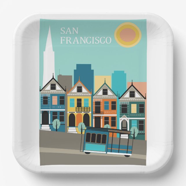 Assiettes En Carton San Francisco Pretty Art (Recto)
