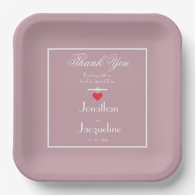 Assiettes En Carton Sanitizer linges Dusty rose Mariage Personnalisé M (Recto)