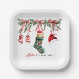 Assiettes En Carton Santa Baby Christmas Baby Shower