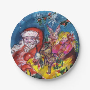 ASSIETTES EN CARTON SANTA CLAUS AVEC CADEAU DE NOËL