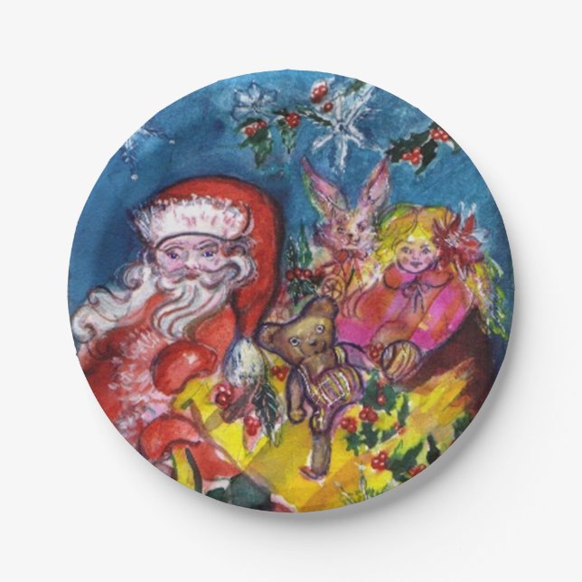 ASSIETTES EN CARTON SANTA CLAUS AVEC CADEAU DE NOËL (Devant)