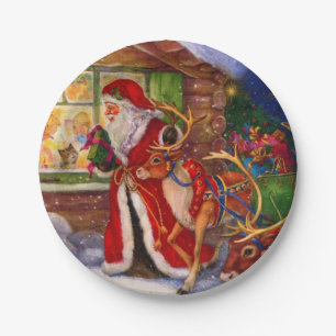 Assiettes En Carton Santa claus et rudolph