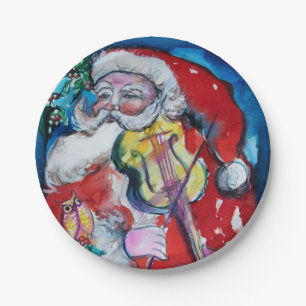 Assiettes En Carton SANTA CLAUS JOUER VIOLIN Noël