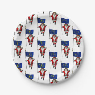 Assiettes En Carton Santa Claus With Ensign Of Indiana