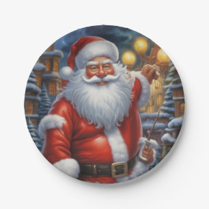 Assiettes En Carton Santa Clause Joyeux Noël Bonne année