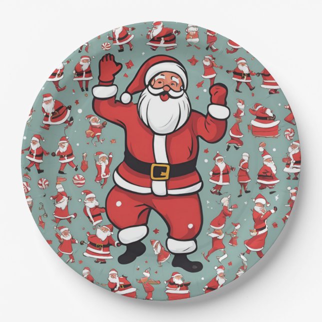 Assiettes En Carton Santa n Elfs (Devant)