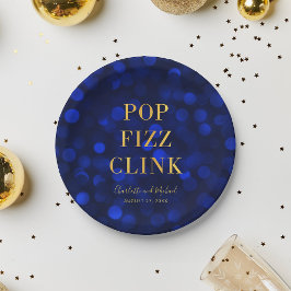 Assiettes En Carton Saphir Bleu Faux Or Pop Fizz Clink