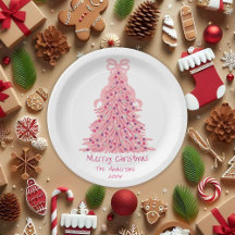 Sapin de Noël Rose Ruban Rose