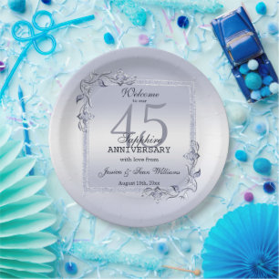 Assiettes En Carton Sapphire Gem & Parties scintillant 45e anniversair
