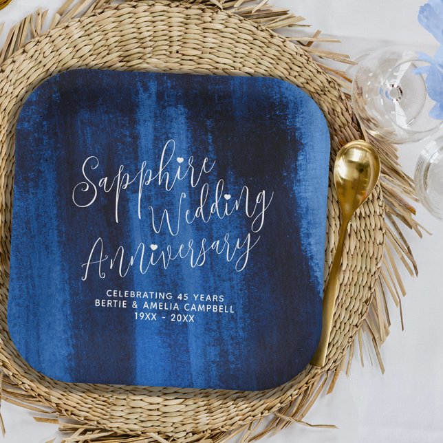 Assiettes En Carton Sapphire mariage anniversaire bleu art moderne (Créateur téléchargé)