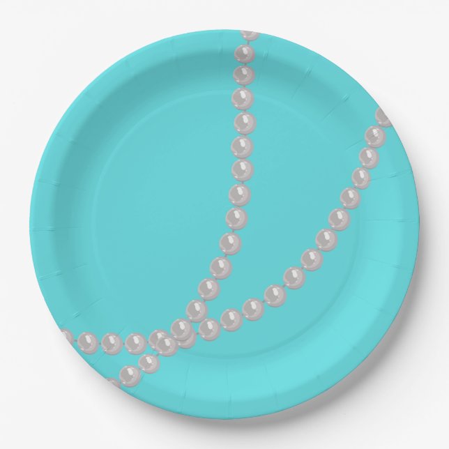 Assiettes En Carton Sarcelle et perles (Devant)