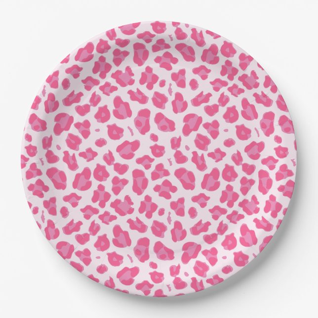 Assiettes En Carton Sassy Pink sur Empreinte de léopard rose (Devant)