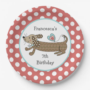 Assiettes En Carton Saucisse personnalisée Chien Dachshund Party
